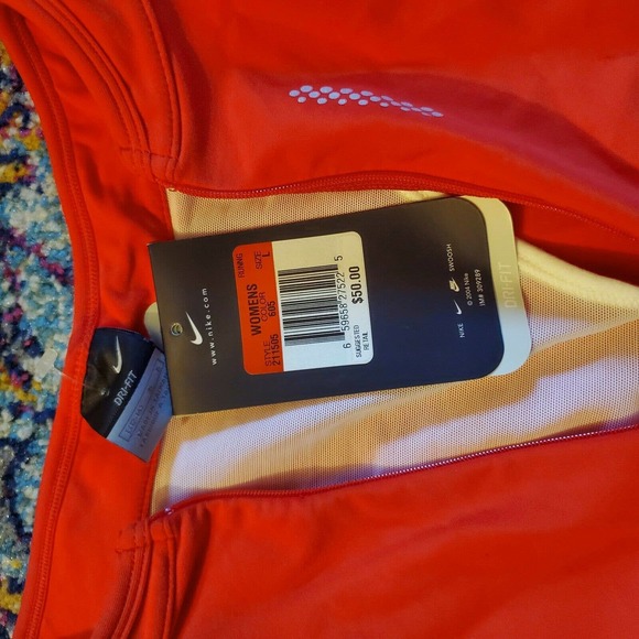 nike running top large red 211505 w pocket lined dri-fit work out - Picture 5 of 8